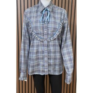 Rockmount Ranch Wear Women's 40 Blue Button-Up Cotton Western Shirt Plaid Preppy